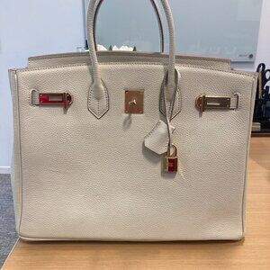 Leather Cowhide "Birkin" Handbag 35CM